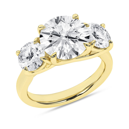 14K Yellow Gold Lab Grown 5.0 ctw Three Stone Round Engagement Ring