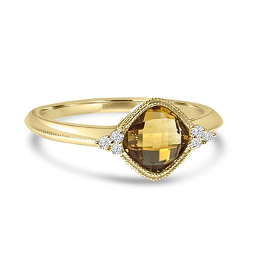 14K Yellow Gold Bezel Set Citrine Ring