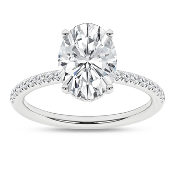 14K White Gold Lab Grown 3.31ctw Oval Diamond Hidden Halo Engagement Ring