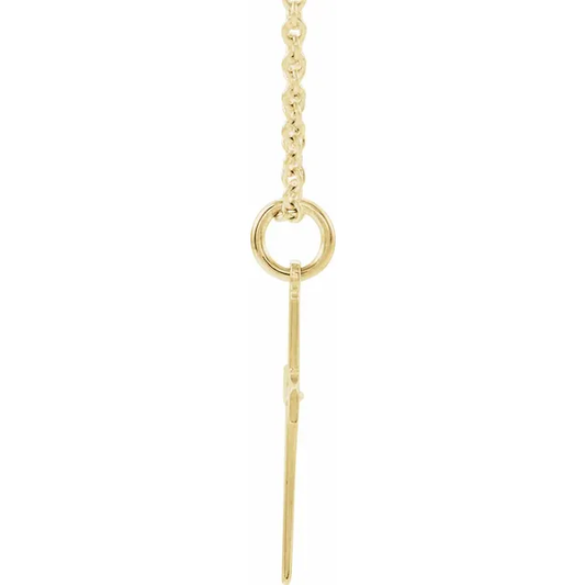 14K Yellow Gold Small Cross with Diamond Pendant