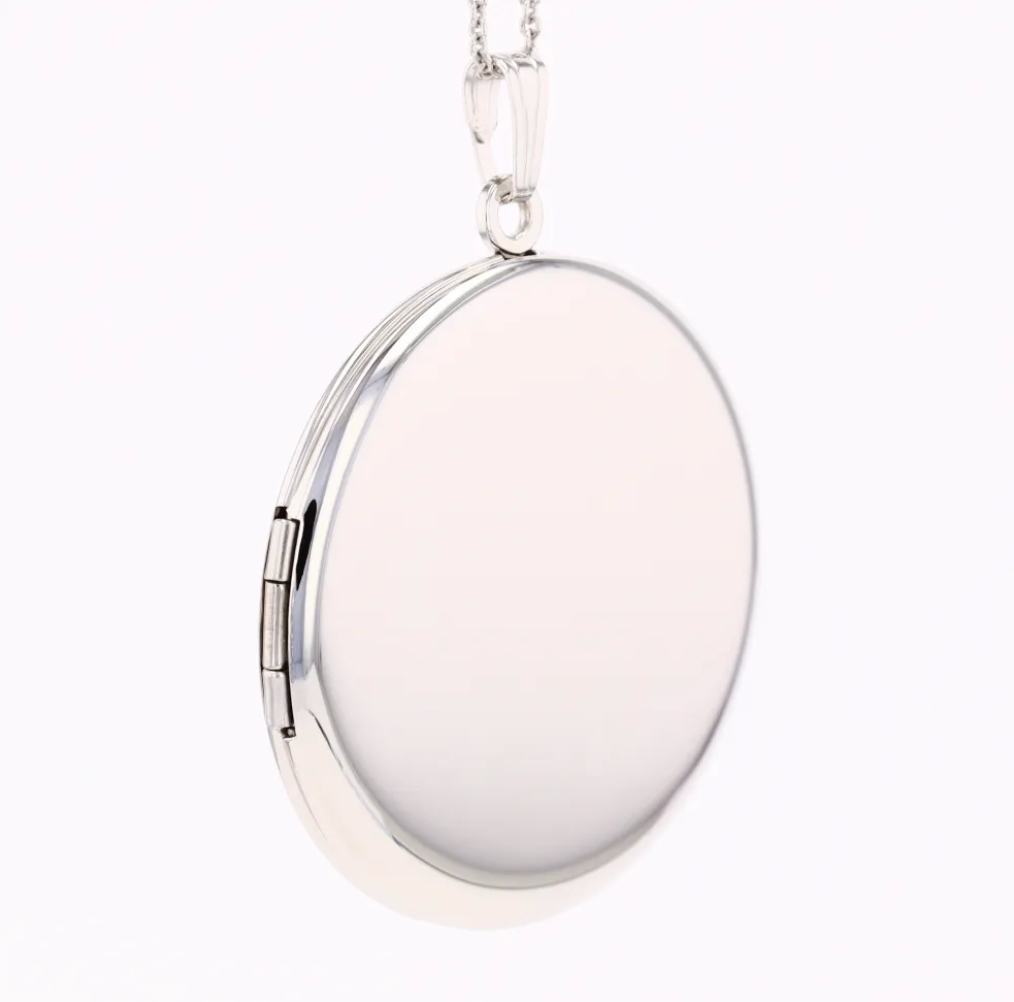 Locket Plain Sterling Silver Round Plain Locket on Chain