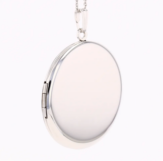 Sterling Silver Round Plain Locket on Chain