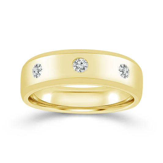 10K Yellow Gold 1/6ctw Diamond Flush Set Band