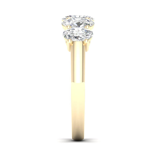 14K Yellow Gold Lab Grown 1.50ctw Oval Diamond 5 Stone Band