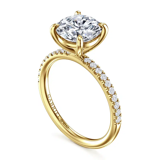 14K Yellow Gold Round Diamond Engagement Ring