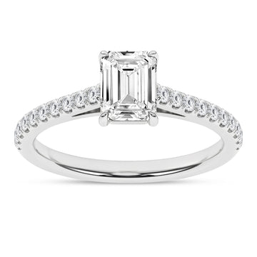 14K White Gold Lab Grown 1.27 CTW Emerald Diamond Engagement Ring