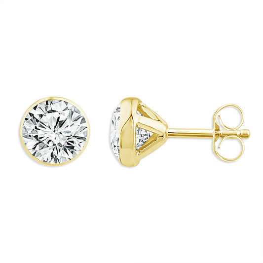 14K Yellow Gold 2ctw Lab Grown Round Diamond SkySet Martini Stud Earrings