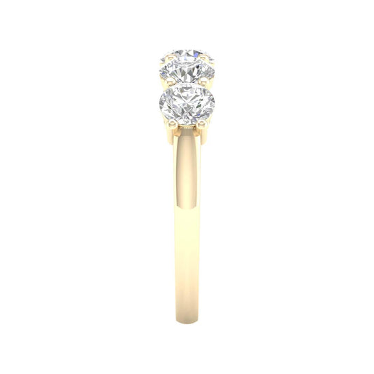 14K Yellow Gold Lab Grown 5 Stone Diamond Band