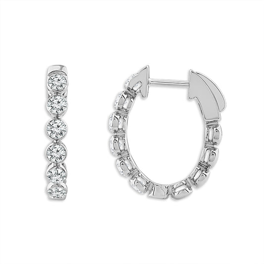 14K White Gold 1ctw SkySet Lab Grown Diamond Oval Shaped Silhouette Hoops