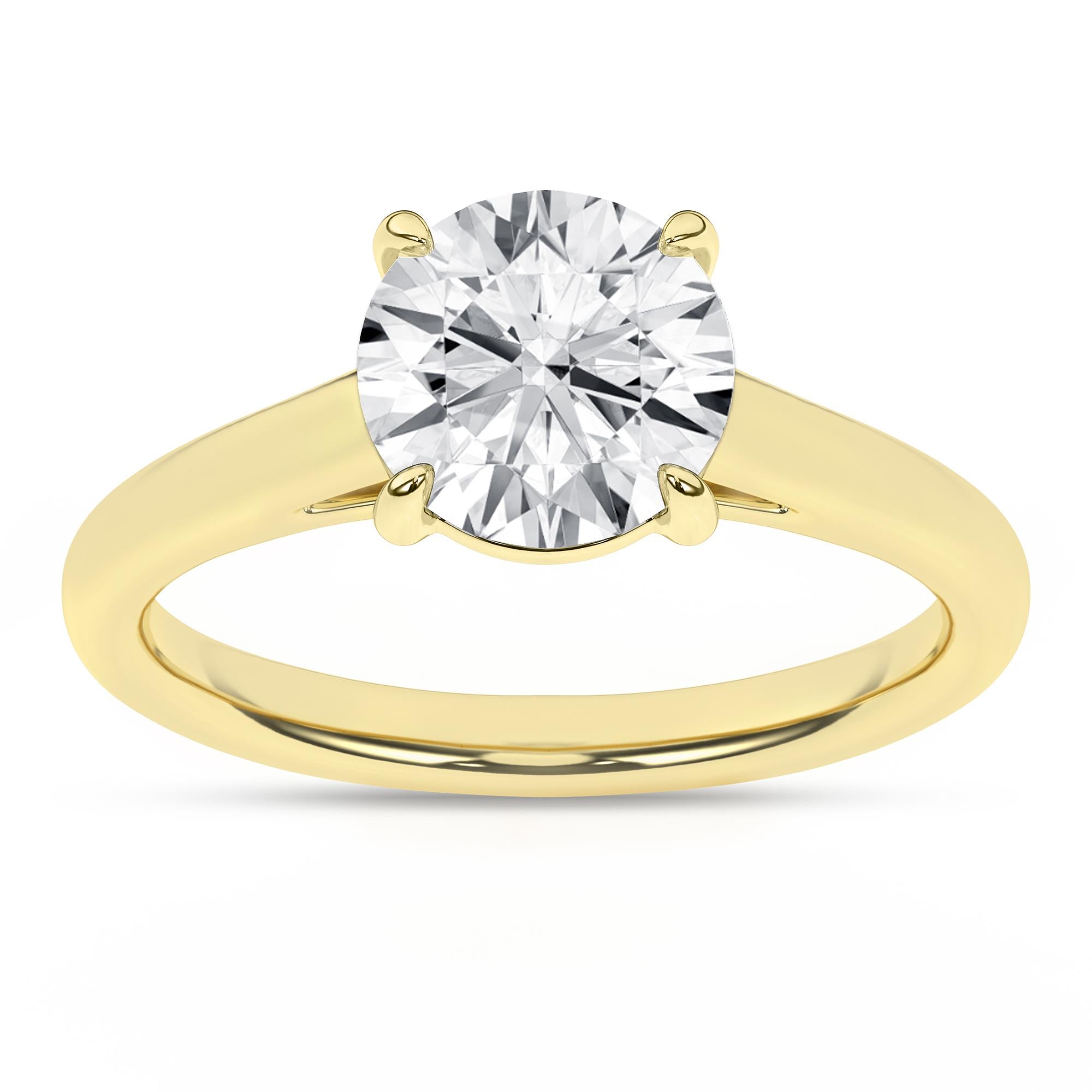 14K Yellow Gold Lab Grown 2.02 CT Round Diamond Engagement Ring