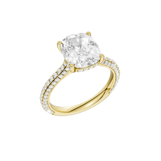 14K Yellow Gold Lab Grown 3.67ctw Elongated Cushion Diamond Engagement Ring
