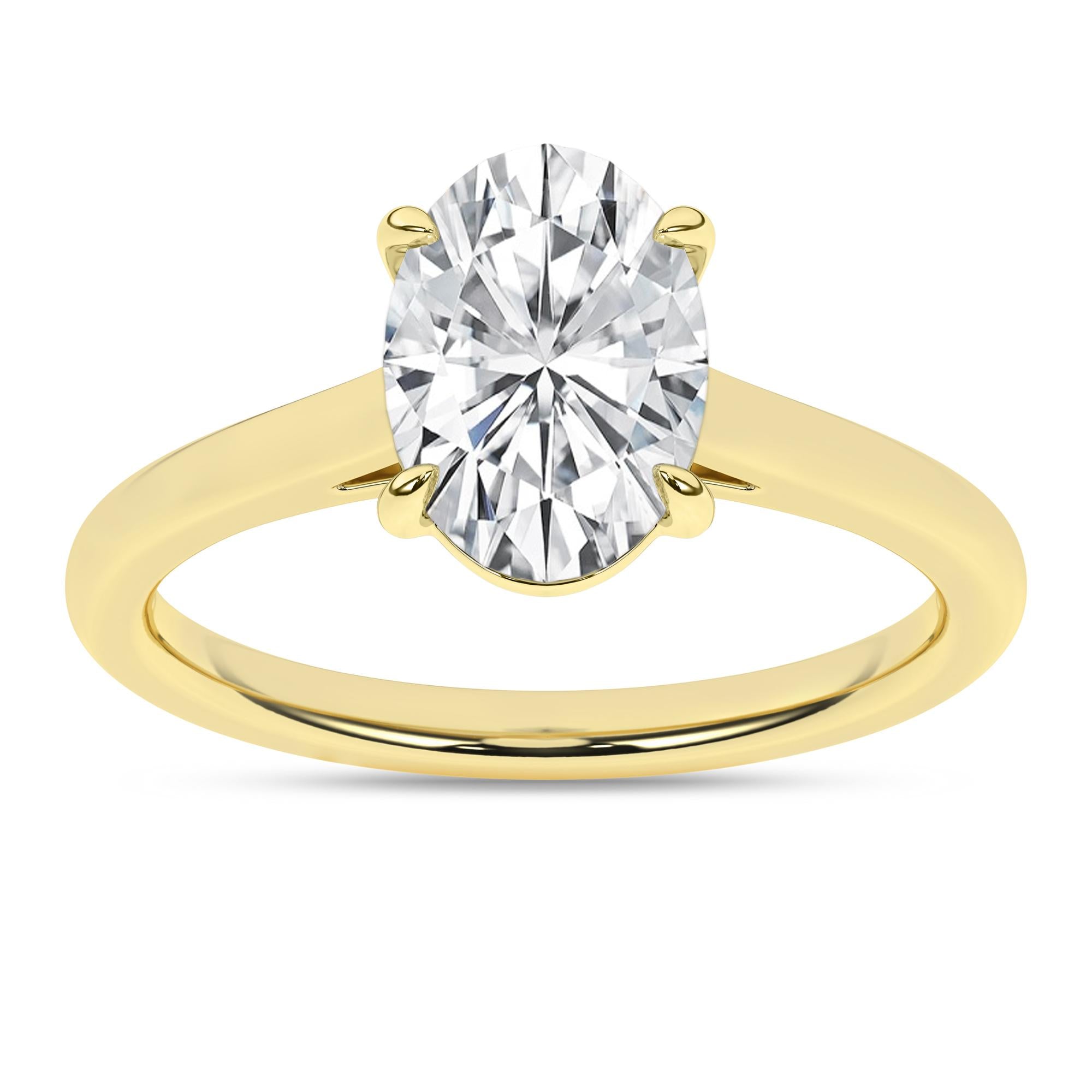14K Yellow Gold Lab Grown 2.07ct Oval Diamond Engagement Ring