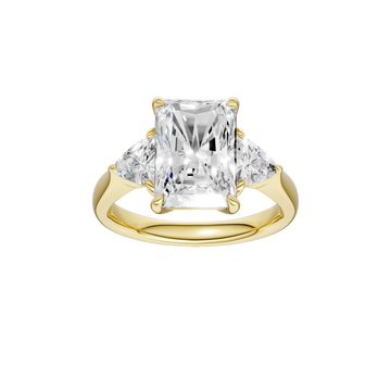 14K Yellow Gold Lab Grown 3.76ctw Radiant and Trillion Diamond Three Stone Engagement Ring