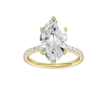 14K Yellow Gold 3.41ctw Lab Grown Marquise Diamond with Hidden Halo Engagement Ring