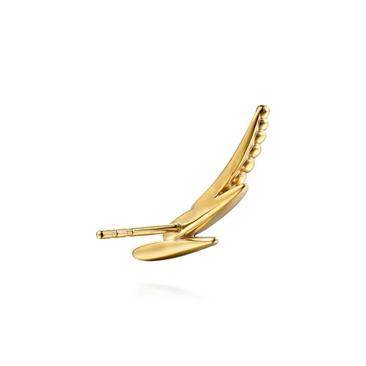 14K Yellow Gold Bujukan and Pavé Diamond Ear Climber Earrings