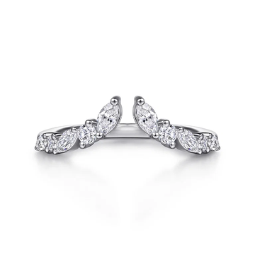 14K White Gold Marquise and Round Open Graduated Diamond Anniversary Band