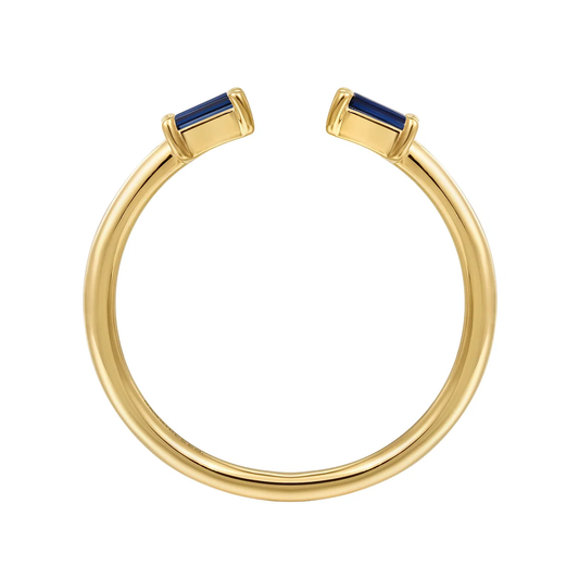 14K Yellow Gold Blue Sapphire Baguette Stackable Ladies Ring