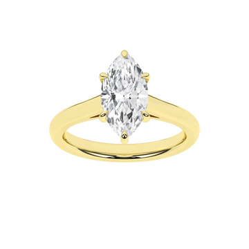 14K Yellow Gold Lab Grown 2.01ct Marquise Solitaire Engagement Ring