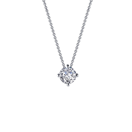 Sterling Silver Simulated Diamond Solitaire Necklace