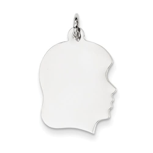 14K White Gold Medium Girl's Head Charm