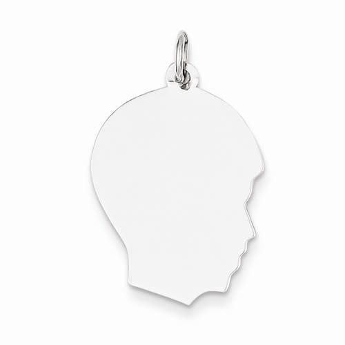 14K White Gold Young Boy's Head Charm