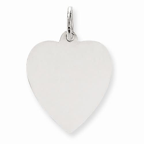 14K White Gold Medium Plain Heart Charm