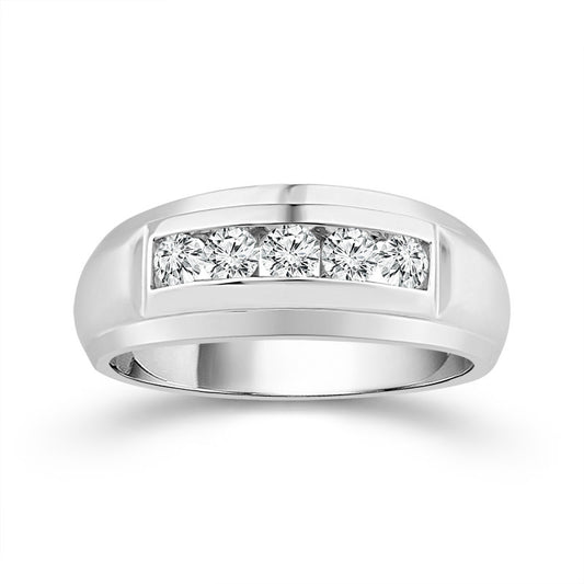 10K White Gold Five Stone Wide Band