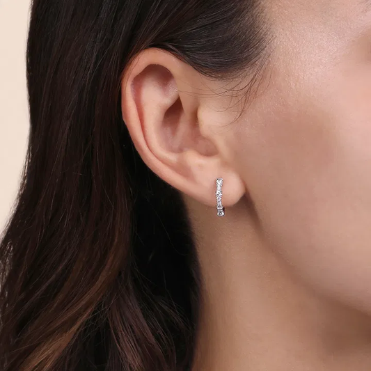 14K White Gold Diamond X-Small Huggie Earrings