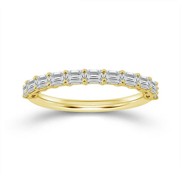 14K Yellow Gold 1.0ctw Emerald Diamond 11 Stone Band