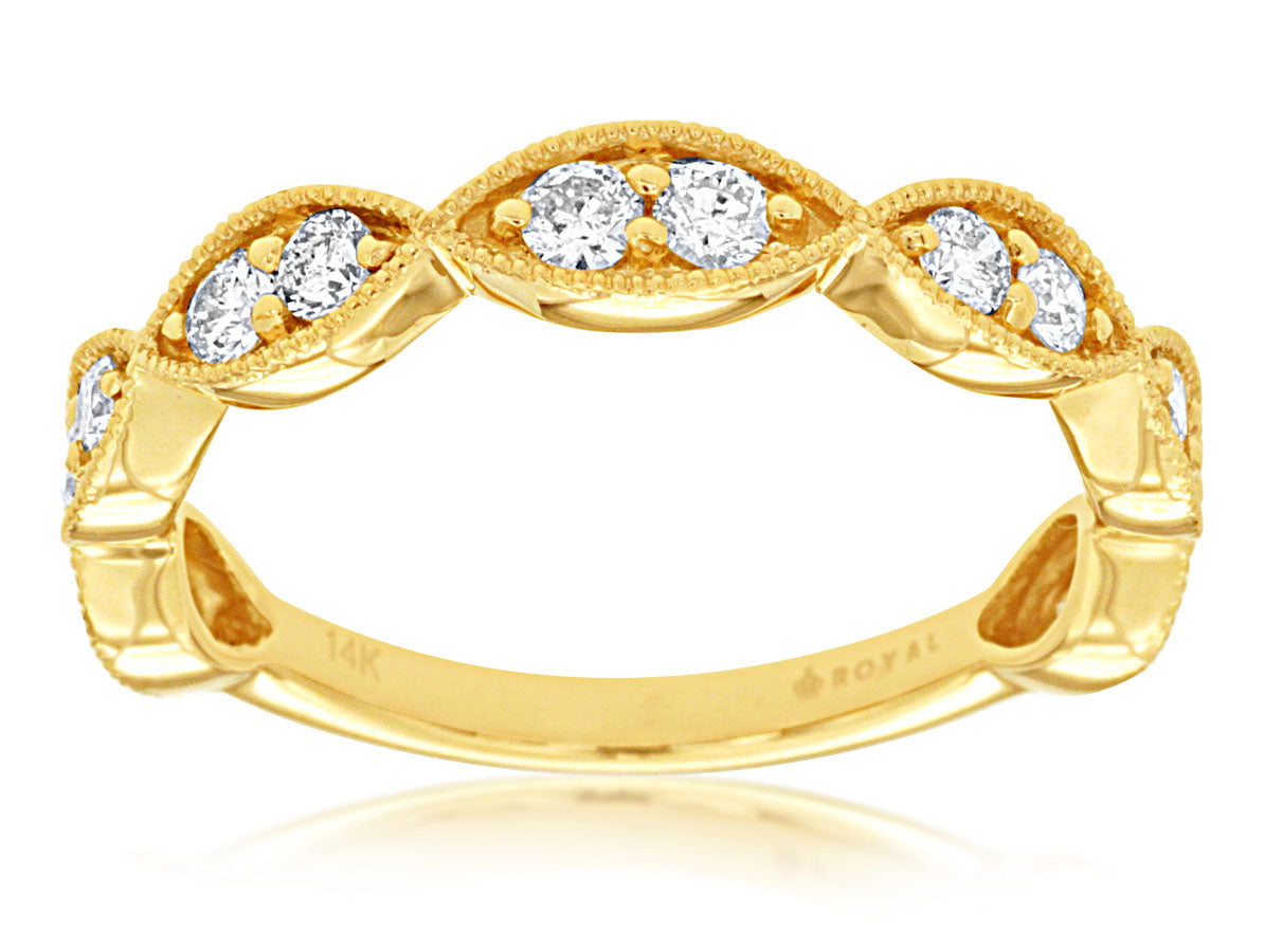 14K Yellow Gold Marquise Station Diamond Band