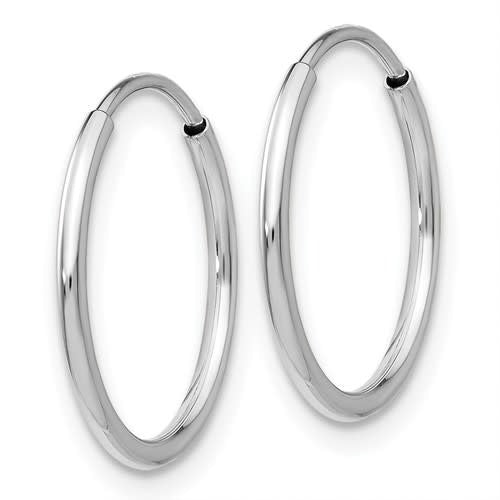 14K White Gold 1.2mm Endless Tube Hoop Earrings