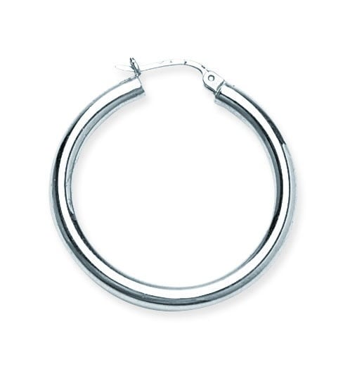 10K White Gold 3x30mm Hoops