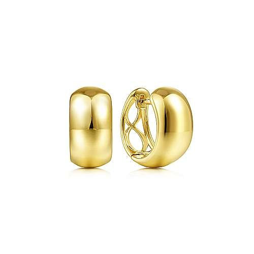 14K Yellow Gold Wide Smooth Huggies