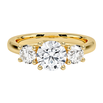 14K Yellow Gold 2.57ctw Three Stone Round Diamond Engagement Ring