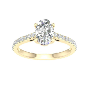 14K Yellow Gold Lab Grown 1.25ctw Oval Diamond Engagement Ring