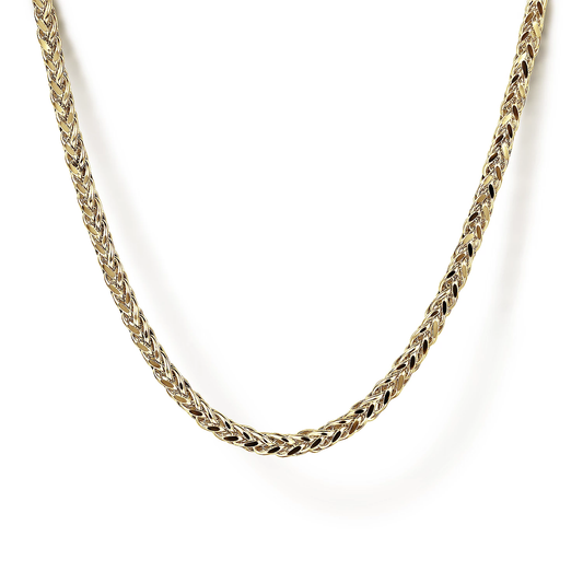 14K Yellow Gold Mens Wheat Chain Necklace