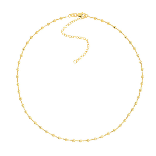 Diamond-Cut Bead Station Choker Chain