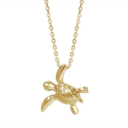 14K Yellow Gold Small Turtle Necklace