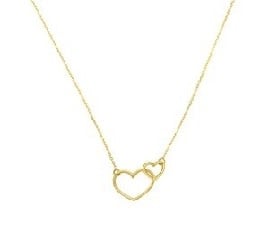 14KT 18" INTERWOVEN OPEN HEARTS NECKLACE(ADJ)