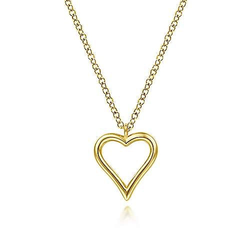 Yellow Gold Open Heart Necklace