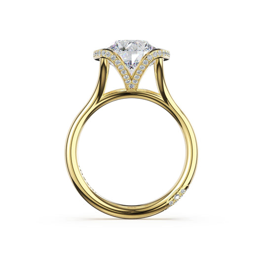18K Yellow Gold Tacori Half-Bezel Round Engagement Ring