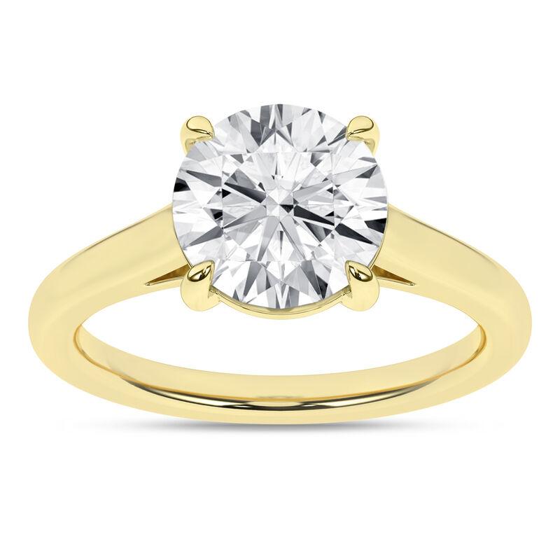 14K Yellow Gold Lab Grown 3.07ctw Round Brilliant Cut Solitaire Engagement Ring