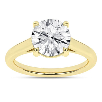 14K Yellow Gold Lab Grown 3.07ctw Round Brilliant Cut Solitaire Engagement Ring