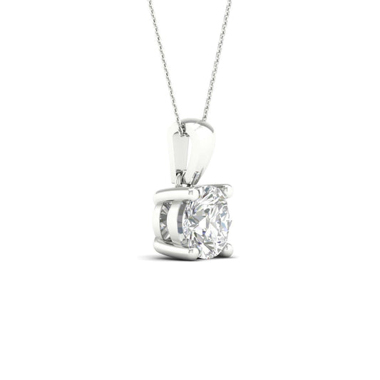 14K White Gold 1.96ct Lab Grown Round Diamond Solitaire Necklace