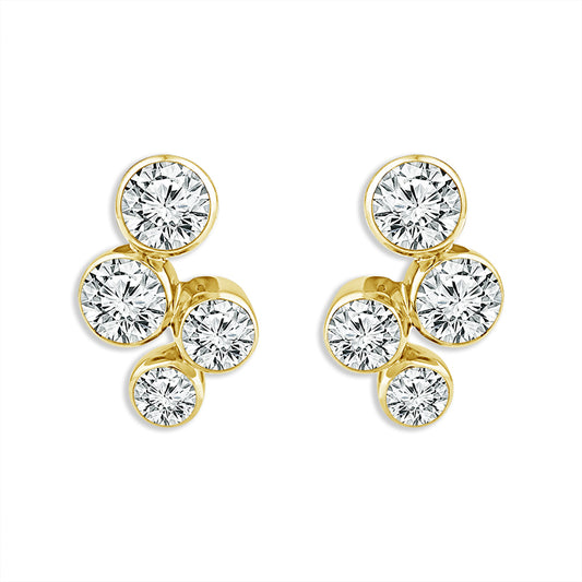 14K Yellow Gold Lab Grown Bubbles Diamond SkySet Fashion Earrings