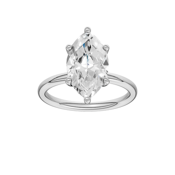 14K White Gold Lab Grown 2.64ctw Marquise Diamond Engagement Ring with Hidden Halo