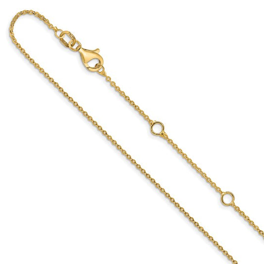 10K Yellow Gold Adjustable Flat Cable Chain 16" to 18"