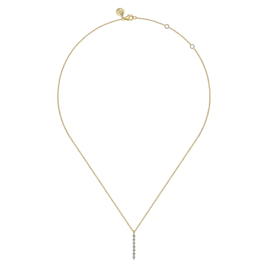 14K Yellow Gold White Sapphire Bar Necklace