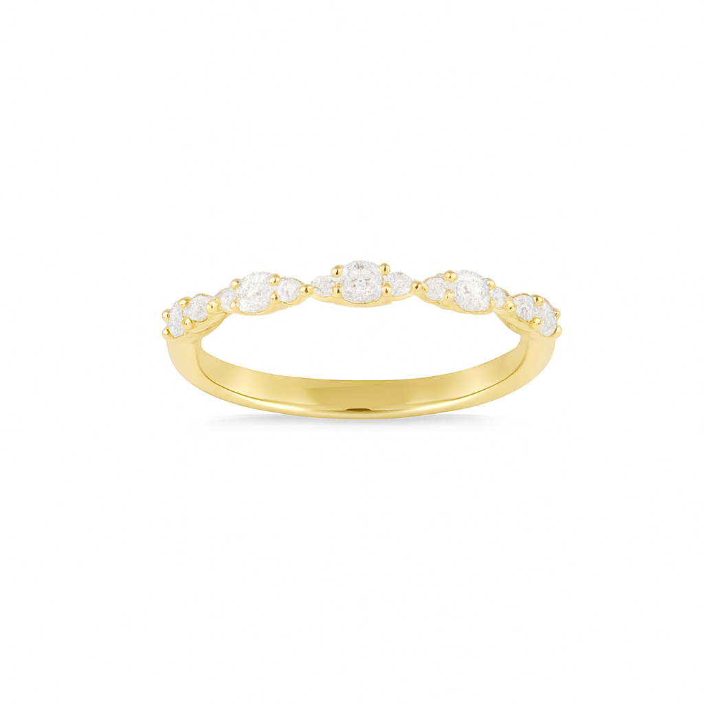 14K Yellow Gold .31ctw Diamond Segmented Band