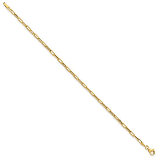 14K Yellow Gold Polished Paperclip Bracelet 7"